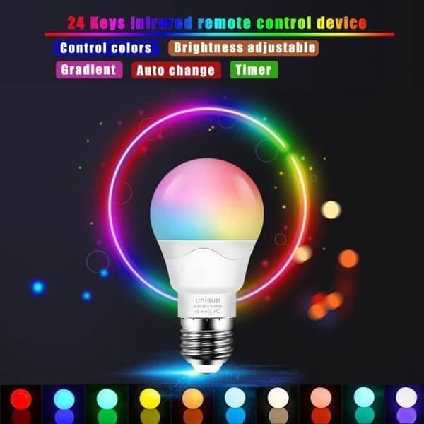 LED Color Changing Light Bulb, 40W Equivalent, E27 Remote Control Warm White 2700K Color Changing Lamp 5W (4-Pack)