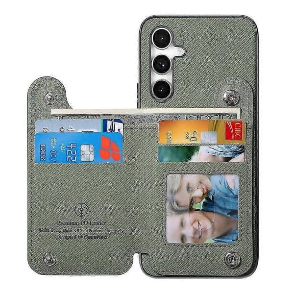 Kompatibel med Samsung Galaxy A26 5G-deksel RFID-kortholder Jeansstofftekstur Skinnbakdeksel med elastisk håndleddsrem Green