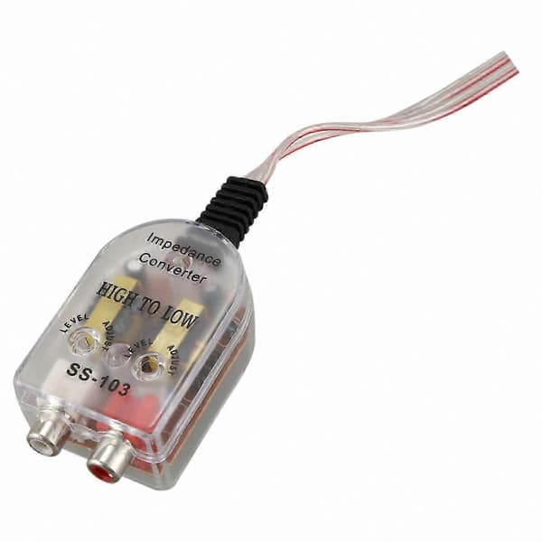Høj til lav impedans konverteradapter til billydsystemer Højttaler til linjeudgang Clear Silver Tone
