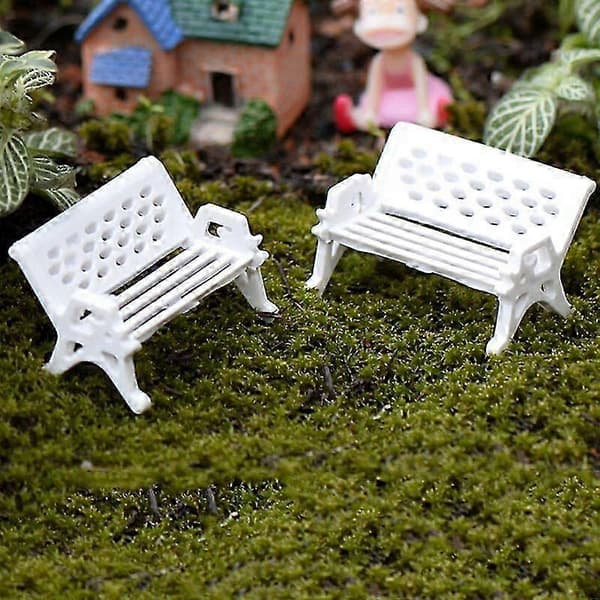 1 stk hagepynt miniatyr parkbenk håndverk fe dukkehusdekor L 1 Pcs