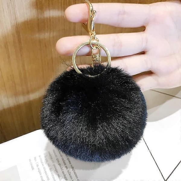 Pompon nøkkelring smykker tote bag, imitert kaninpels