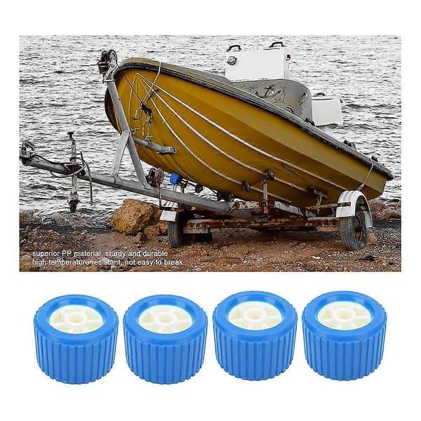 4PCS Båttrailer Ribbade Wobble Rollers, Trailer Roller Båramp Rollers Båtlyft Hjul Kit för B blue