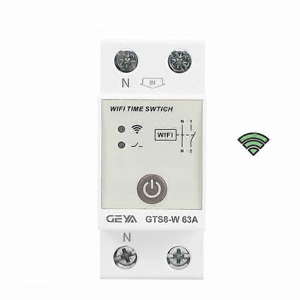 GTS8-W 2P Smart Wifi Timer Switch DIN Rail Smart Home Wireless Remote Control Switch Via Tuya APP AC2 White White GTS8-W 2P