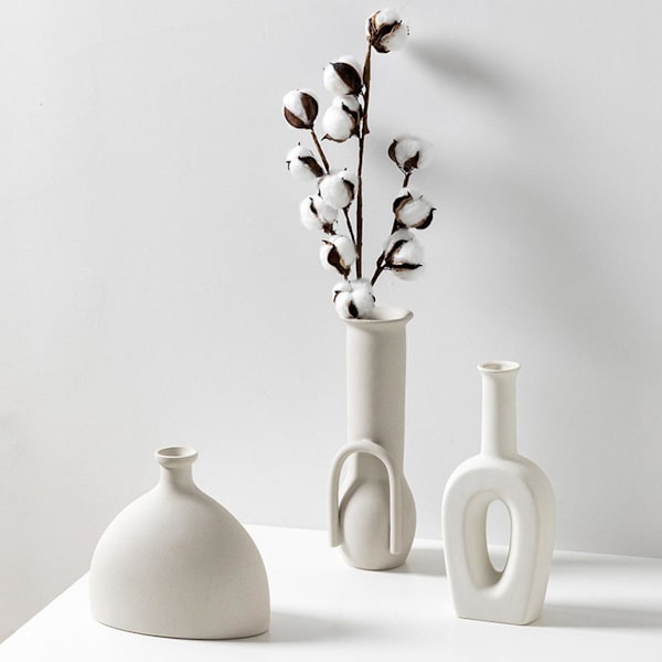 Nordisk Minimalism Oregelbunden Keramisk Vas Konstutställningslokal Blomvas Stil C
