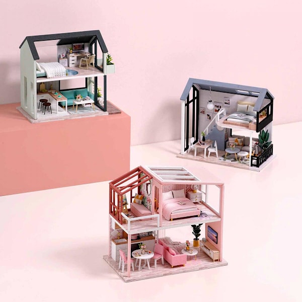 1/24 Skala DIY Trä Dockhus Miniatyr Dockhus Möbler Kit Stil3