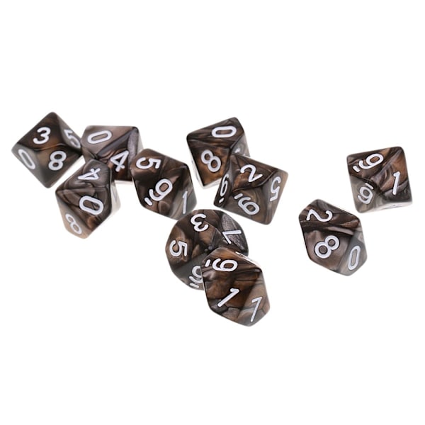 10 st 10-sidiga tärningar d10 polyedriska tärningar för dungeons and dragons bordsspel kaffegrå