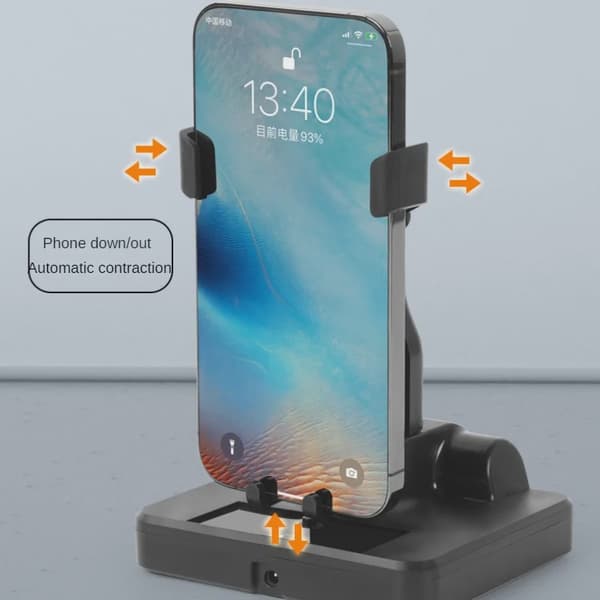 Automatic Swivel Phone Holder with Silent Shaker and Pedometer Black