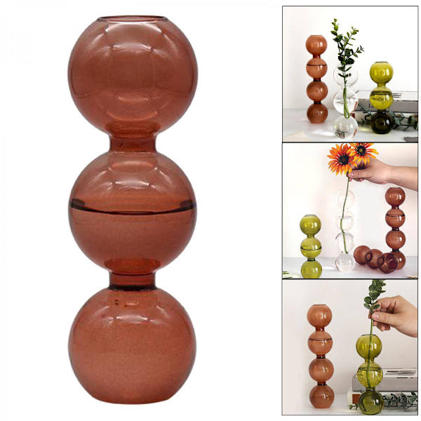 Glas Blomvas Terrarium Behållare Planteringskruka Rumsdekor Kaffe_S