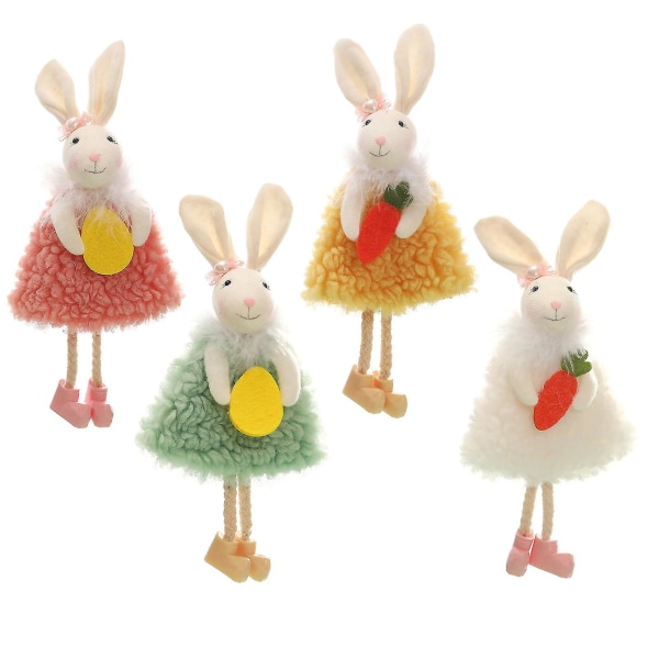 4st påskhängen Långa ben Bunny Morot Plysch Levande färg Bedårande utseende Påskkanin hängande hängen Heminredning