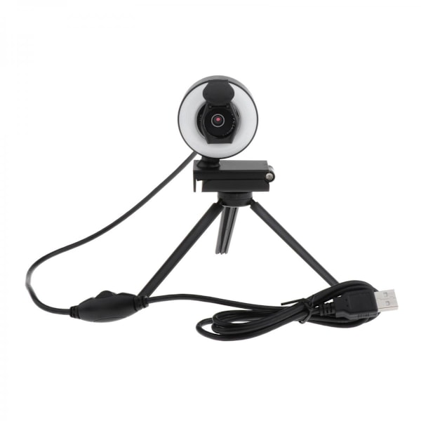 HD USB Webbkamera Videoinspelning För PC Streaming Med 2K Mikrofon Ringljus