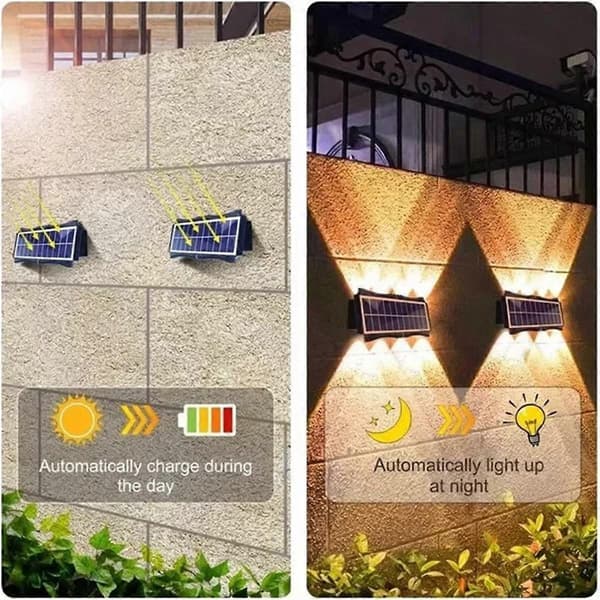 Solar LED Spotlight Udendørs Vandtæt Op Ned Belysning Veranda