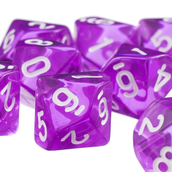 10 Stycken Lila Tiosidiga D10 Tärningar Med 1 Tärningskopp För D&D Trpg Brädspel