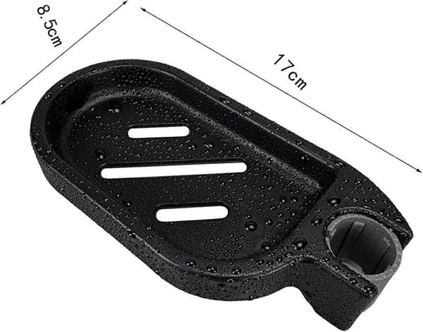 Clip-on sæbeskål, passer til 22 mm bruserstang, ABS sæbeholder til bruser, 360 justerbar krom sæbebakke til køkkenvask (sort)