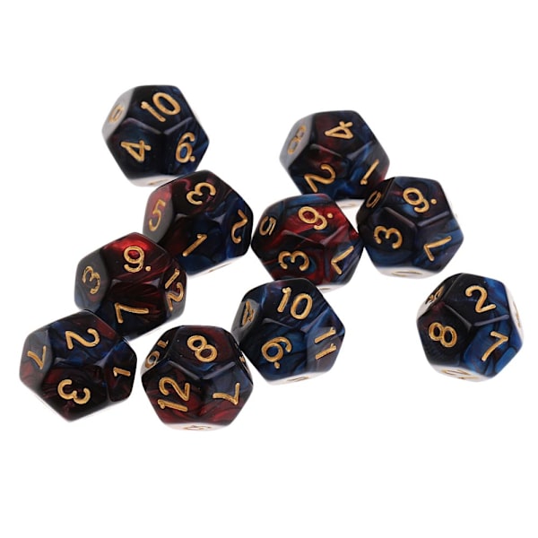10 st 12-sidiga tärningar d12 polyedriska tärningar för dungeons and dragons bordsspel Röd Blå