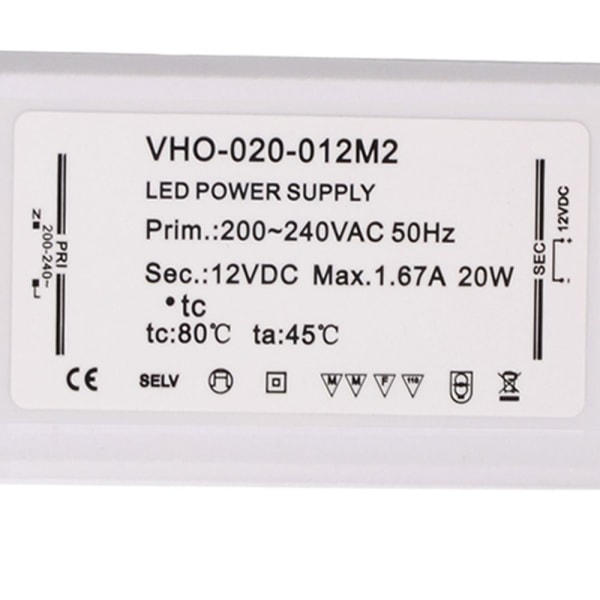 20W 1670MA 12V Slim LED Transformator Driver Transformator