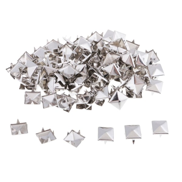 100st 6mm pyramidnaglar nitar spik fyrkantsspik för läderhantverk silver