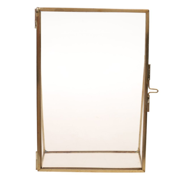 Antik Gyllene Mässing Glas Fotoram Porträtt Heminredning 4x6 Tum
