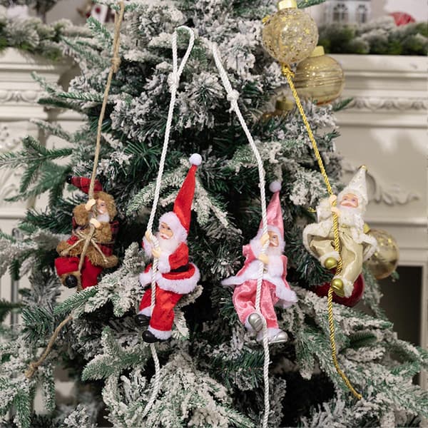 Klatrende julemandsornament - Polyester & PVC - til juletræ A
