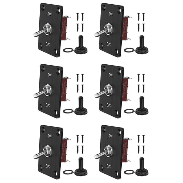 6X kraftig vippebryter 12V DC30A vanntett vippebryter 2-pins av/på SPST med monteringspanel for bil båt Black