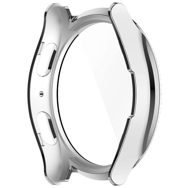 PC-klockfodral med strassdekor och integrerat härdat glas för Samsung Galaxy Watch7 40mm Electroplating Silver