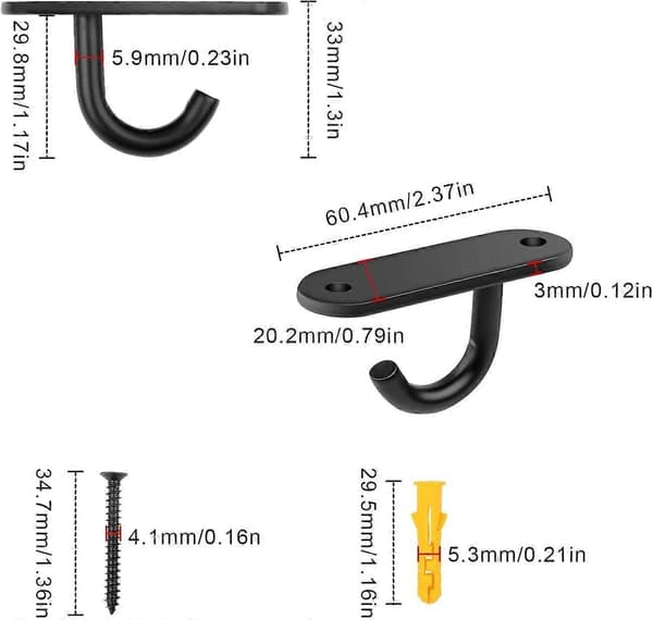 [RM]4-delt skruekrog i rustfrit stål, 6 cm loftkrog, åben krog, m