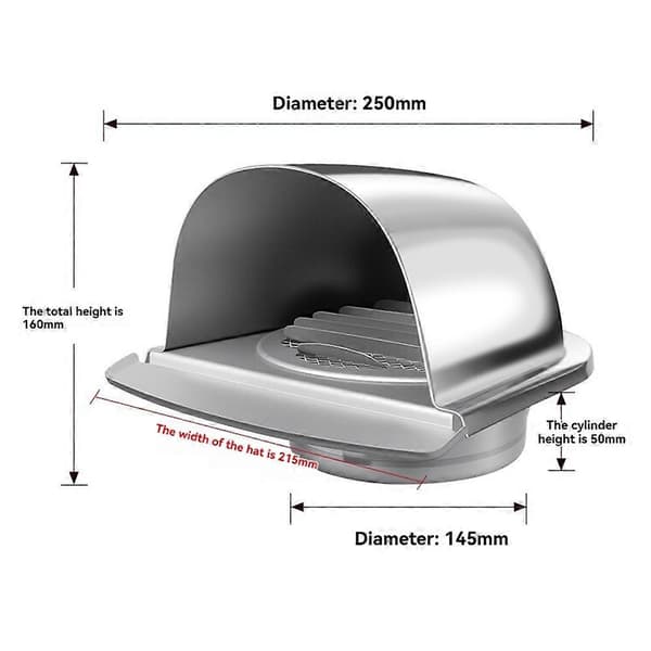 Vægventilationsdæksel i rustfrit stål Udsugningsventil Gitterkanalafdækning til ventilationsudtag 150MM Silver 150Mm