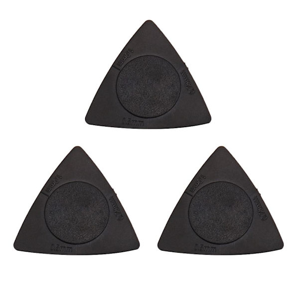 Set med 3 svarta plektrum för elbasgitarr