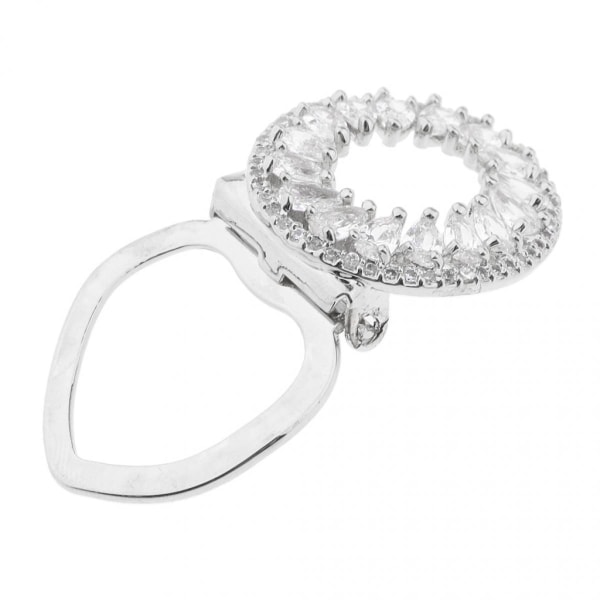 Circle Hollow Flower Zircon Ring Chiffong Scarf Clip Spänne Silver White