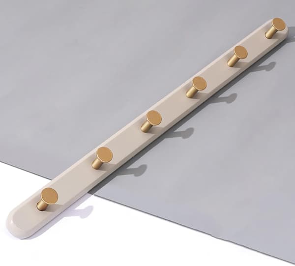 Moderne Beige & Guld Vægmonteret Knagerække - 6-Krogs Minimalistisk Organizer til Entréer & Badeværelser Grå 6-Krog