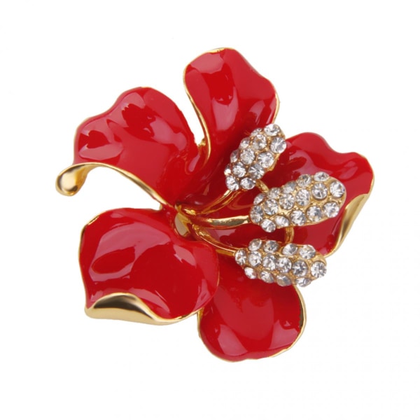 Fancy brosch blomma röd Strass Pin Pins metall kvinnor mode smycken