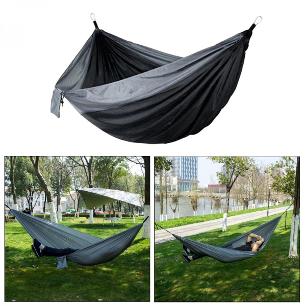 Person Hängmatta Swing Camping Canvas säng med remmar, krokar Grå