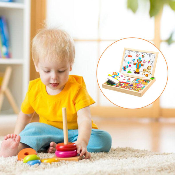 Barn Trä pedagogiska leksaker Magnetbräda Pussel Spel Cirkus Födelsedagspresent