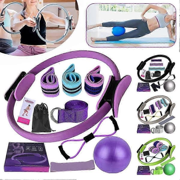 [RM]Pilates Kit Pilates Essential Kit för Kvinnor Pilates Ringar Boll Set Motståndsband Mer för Hemmaträning-Perfet Blue