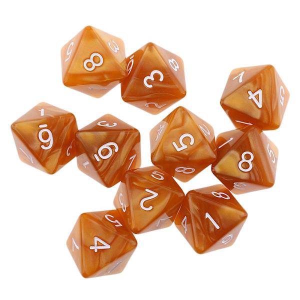 10 st 8-sidiga tärningar D8 Polyhedral Tärningar För Festspel Ljus Kaffe