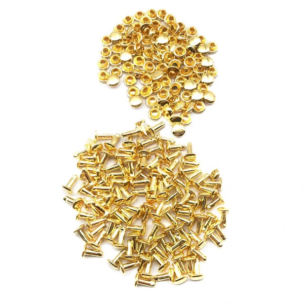 100 Set Dubbla Nitar Studs för Väskor Skor Läder 6x8mm Brons