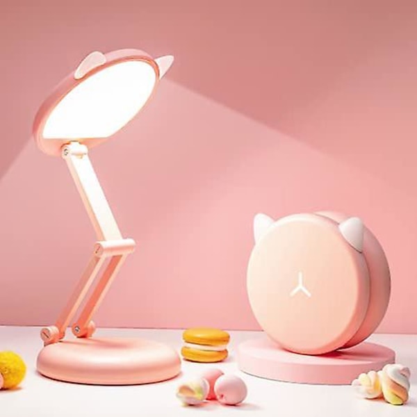 Söt Skrivbordslampa För Barn, LED Skrivbordslampa USB Laddning & Steglös Dimning, Liten Skrivbordslampa + Bärbar Vikbar Uppladdningsbar, LED Skrivbordslampor För Hemmakontor