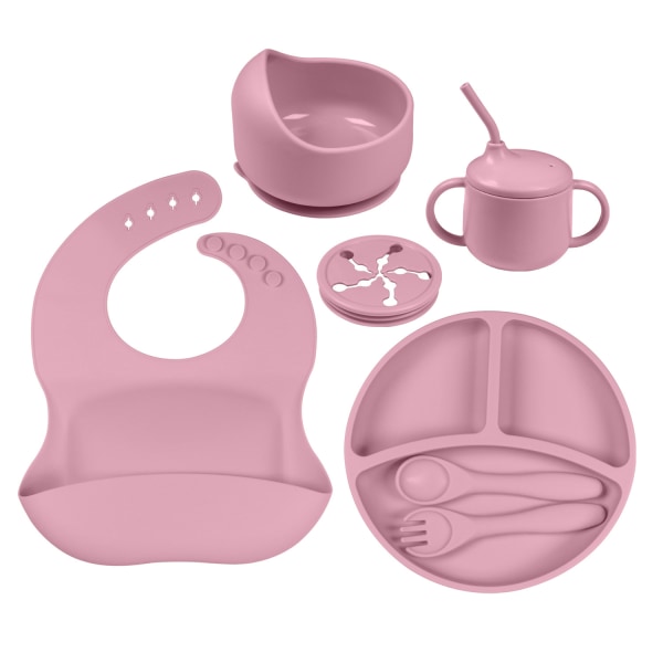 Barns BPA-fria tallrikar Set Baby silikon set light pink