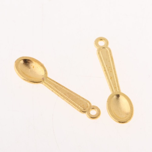 60 st Dockhus Miniatyr Legering Skedar Set Bordsartiklar Kit Tillbehör Guld