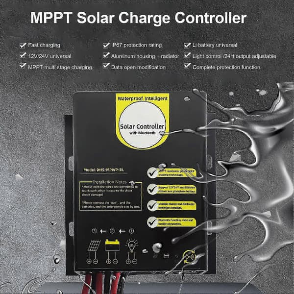 Bluetooth MPPT Solar laddningsregulator 12V 24V 20A Kompakt regulator 26s