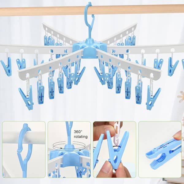 [RM]Sock Drying Rack with 36 Clothes Pegs, Foldable Hanger, L B