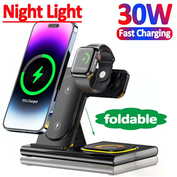 Trådlös laddningsstativ 3 i 1 för iPhone 14 13 12 Pro Max Apple Watch 8 7 Samsung Watch 5 Airpods Snabbladdningsdockningsstation For Samsung White