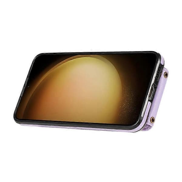 Kompatibelt deksel til Samsung Galaxy A56 5G med kortholder, ringstativ, TPU + PU-lær og lang stropp Purple