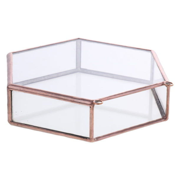 Geometrisk Glas Terrarium Låda Planteringskärl Suckulent Planteringskärl Väggdekor Koppar