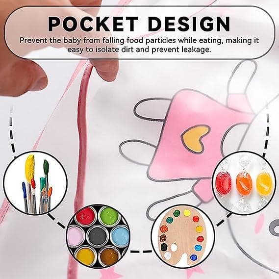 Babyforkle for måltider, smekker, 2-pakning vanntette langermede babysmekker med matoppsamler, vaskbart forkle for barn på 2-4 år, blå og grønn