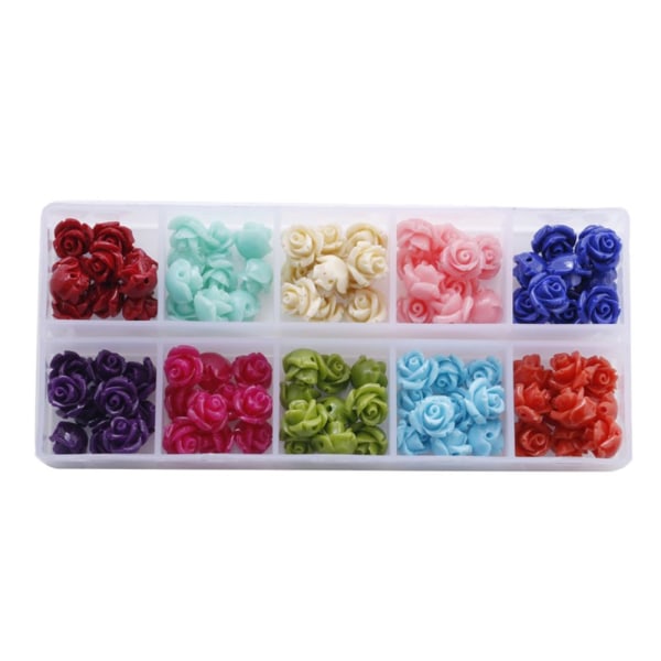 100x blandad harts blomma lösa pärlor Charms DIY dekorativa smycken pärlor