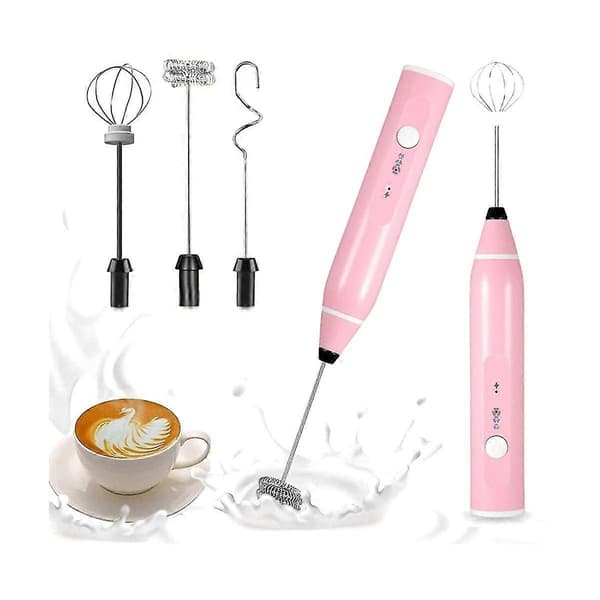 Mini elektrisk håndholdt elblender med USB elektrisk piskeris til cappuccino, b [MI] Pink