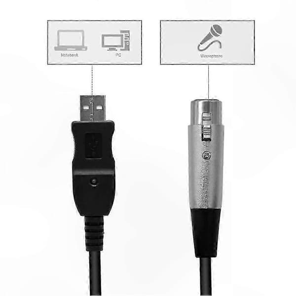 XLR til USB mikrofonkabel kompatibel med europæiske modeller black