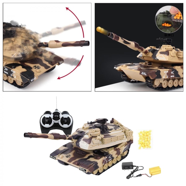 Tung 1:32 Skala RC Stridsvagn Interaktiv Leksaksbil Modell Hobby Leksaker Gåvor Stil 1 Gul