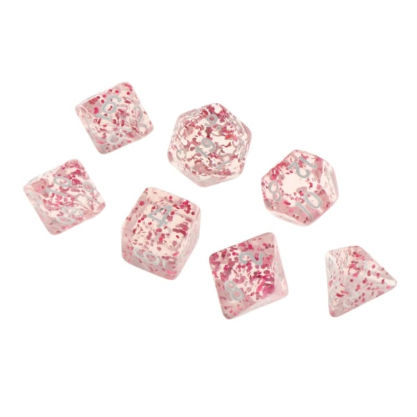 7-delars Polyedriskt Akryl Tärningsset, Brädspel, Transparent Rosa