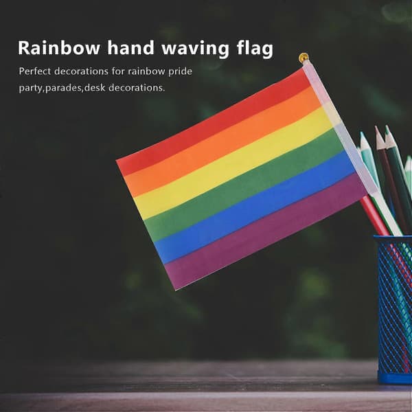50 stk. små regnbue-flag på pind, dekorationer til regnbue-pridefest